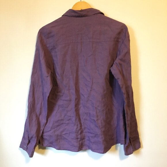 100% Linen Purple Pintuck Button Down Dress Shirt - Picture 2 of 15